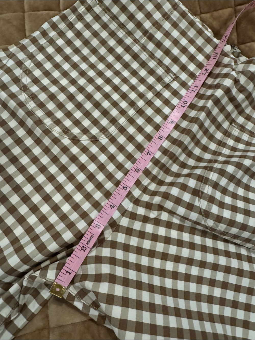 Maeve Brown&White Gingham Ruffle-Hem wide leg Pants w/ pockets! Fun&Flattering! - Picture 4 of 14